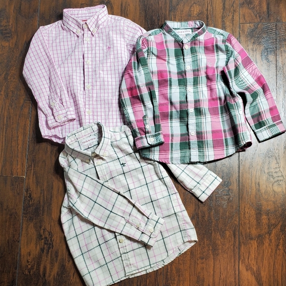 Neck & Neck set of 3 button down shirt sz 2T Pink, White, and Green plaid - Picture 1 of 16